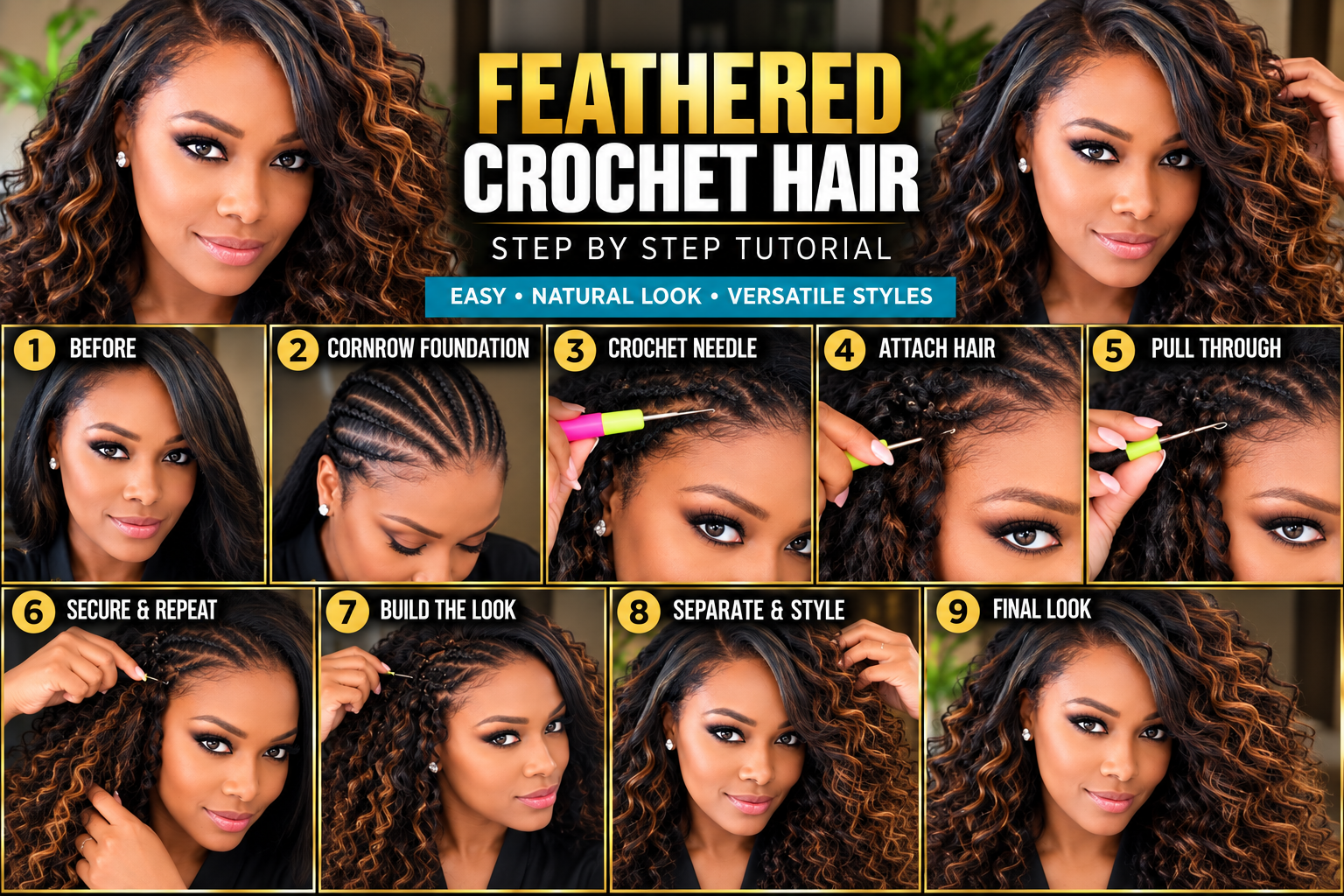 Feathered Crochet Hair Step by Step Installation Tutorial
