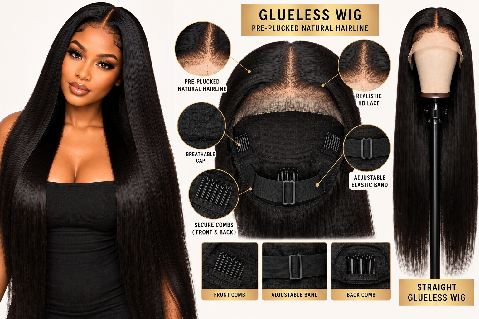 Big Boss Bundles glueless wig features and construction